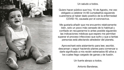 Antonio Banderas cumple 60 años y anuncia que dio positivo a covid-19