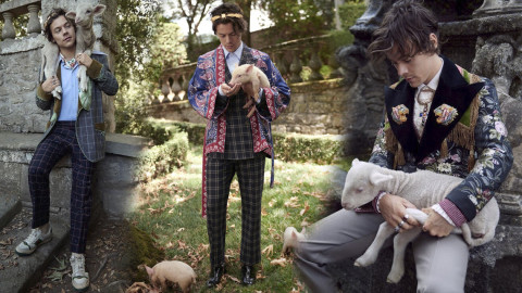 Harry Styles posa con animalitos para Gucci