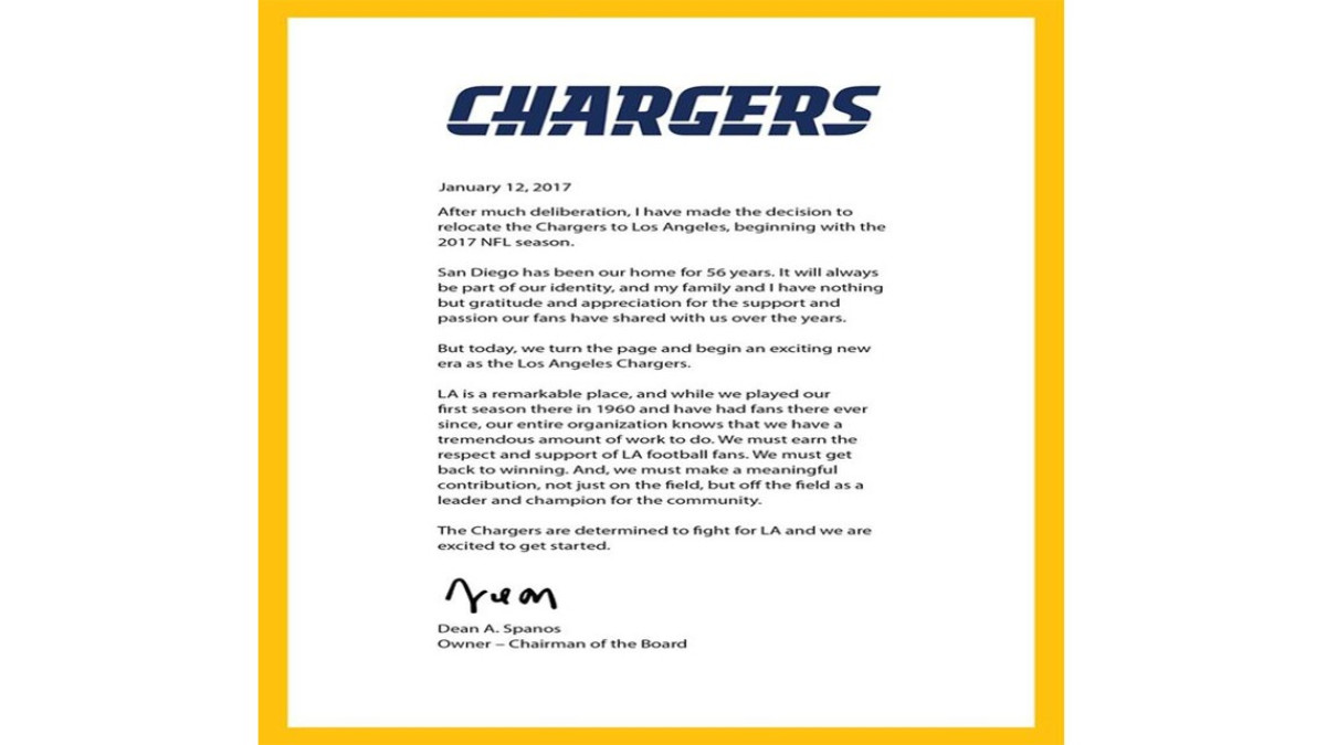 Chargers se mudan a Los Ángeles, dejando la ciudad de San Diego
