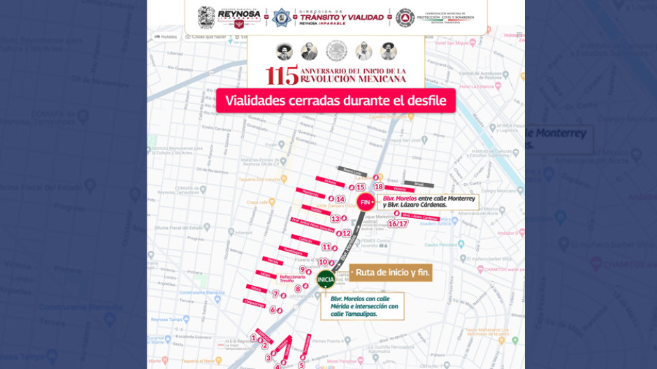 Conoce las calles cerradas por el Desfile Conmemorativo de la Revolución Mexicana 