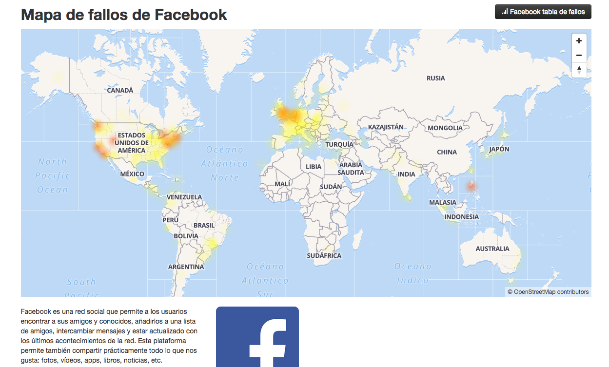 Reportan usuarios falla de Facebook en ciudades de Estados Unidos, México Europa y Sudamérica  