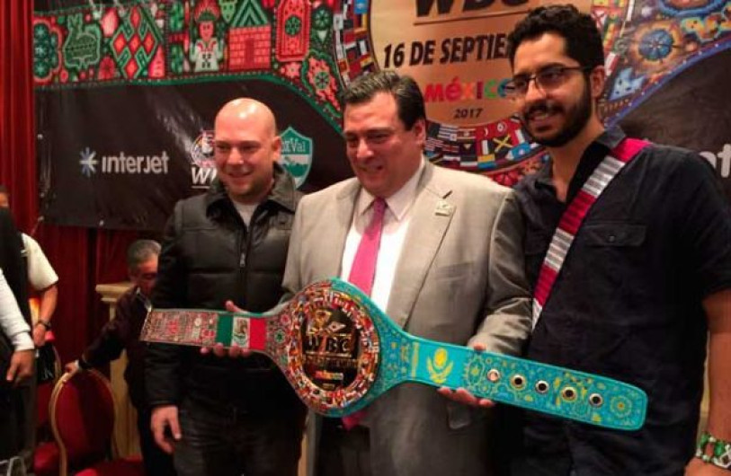 Presentan cinturón con diseño huichol para la pelea “Canelo vs GGG”