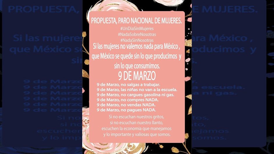 Usuarias de redes sociales proponen "Paro Nacional de Mujeres"