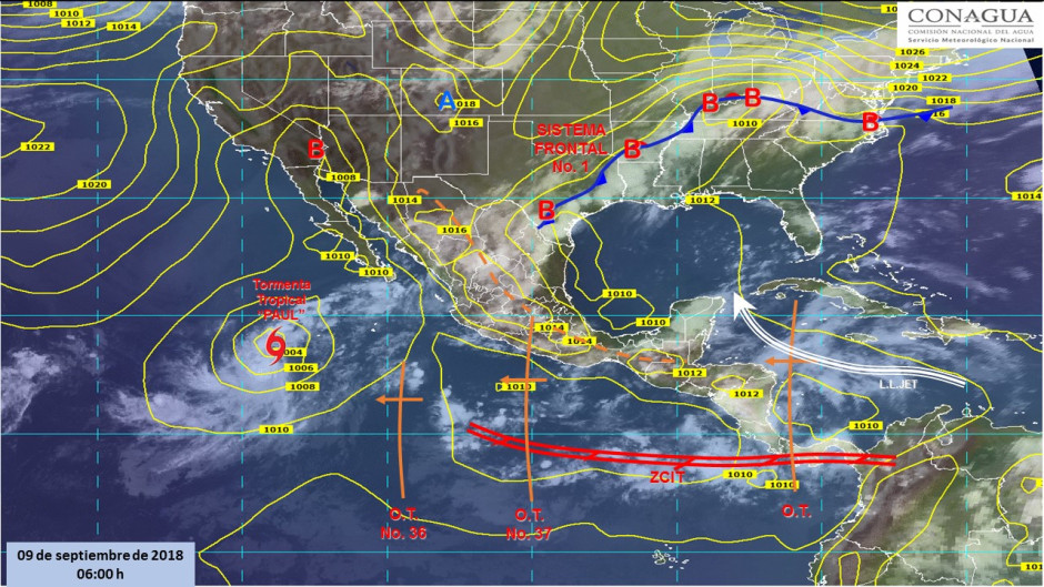 Tormentas fuertes puntuales por Sistema Frontal No.1