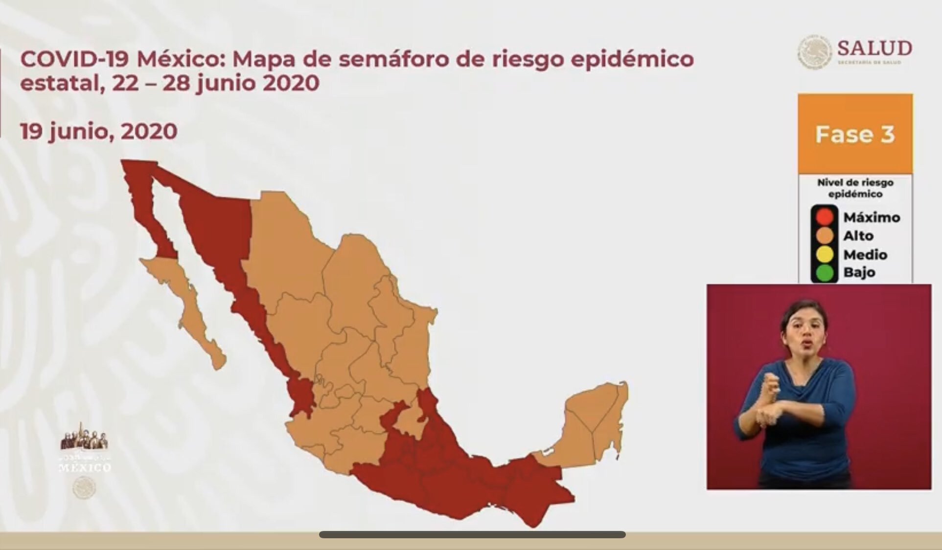Tamaulipas y 16 estados se encuentran en semáforo naranja 