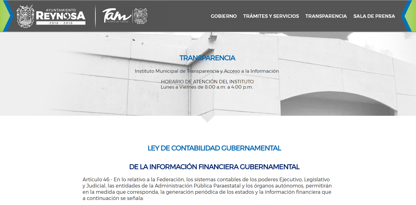 Reynosa aventaja a municipios del estado en transparencia