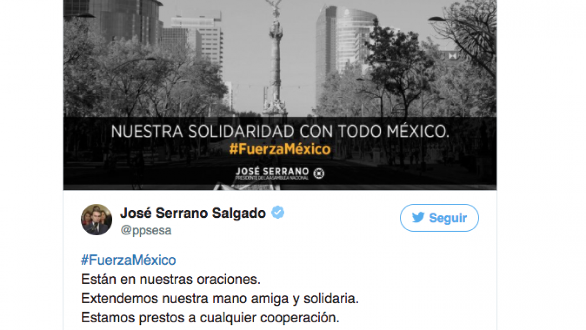 Presidentes de diferentes países se solidarizan con México 