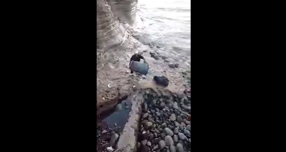 Captan a hombres arrojando basura al mar