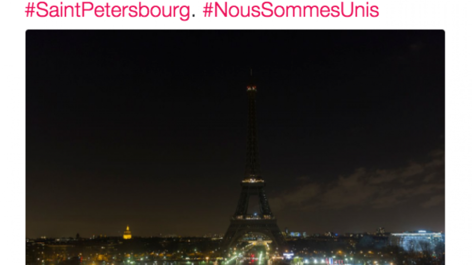 Torre Eiffel se apagará en homenaje a victimas de atentado en Rusia