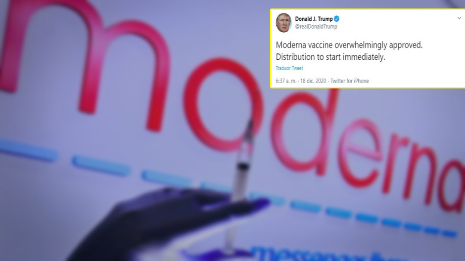 Anuncia Trump aprobación de vacuna Moderna en EU 