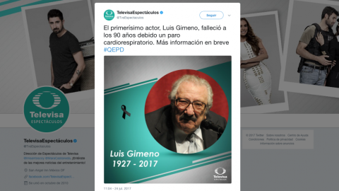 Fallece el actor Luis Gimeno