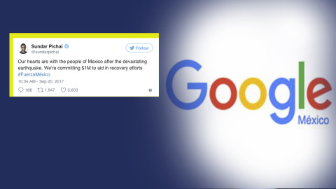 Google dona un millón de dólares por sismo en México