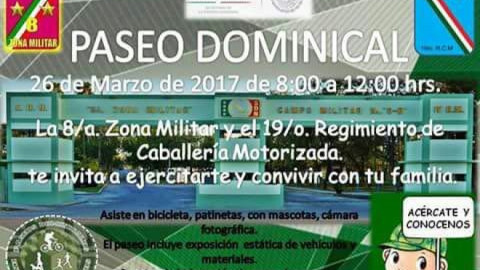 Invita Octava Zona Militar a “Paseo Dominical”   