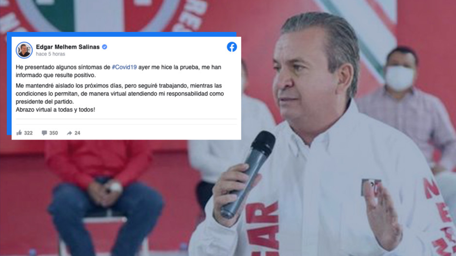 Edgar Melhem Salinas, dirigente del PRI en Tamaulipas, da positivo a Covid-19