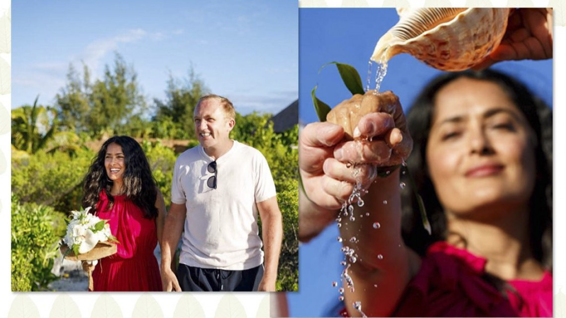 Salma Hayek va al spa y termina casándose