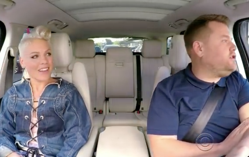 P!kn en el Carpool Karaoke con James Corden