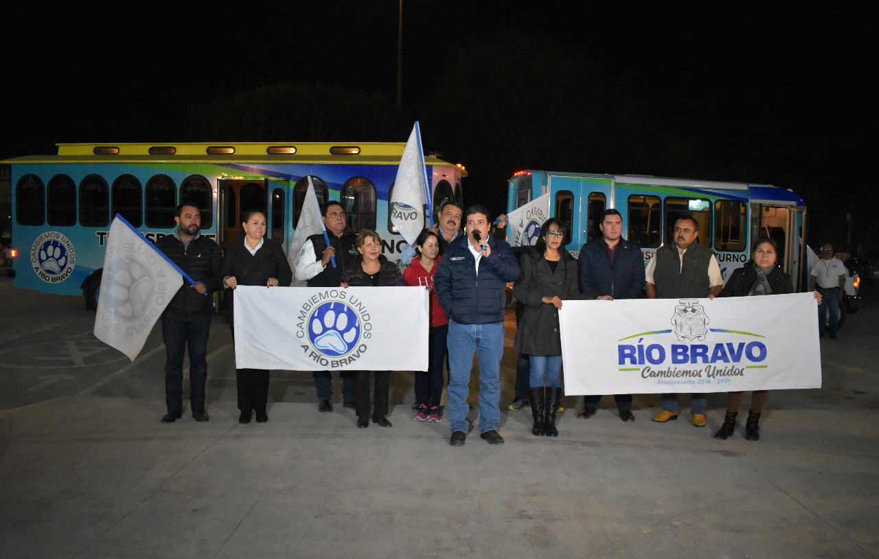 Alcalde de Río Bravo da banderazo a ruta nocturna de transporte gratuito