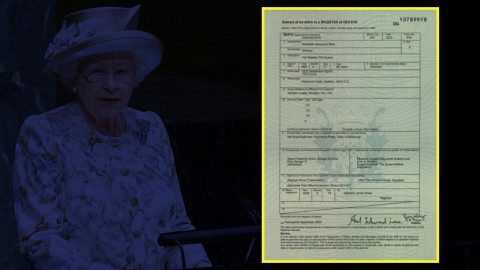 Reina Isabel ll falleció por 'vejez'; comparte Archivo Nacional de Escocia su certificado de defunción 