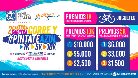 PAN Tamaulipas realiza su Segunda Carrera Atlética