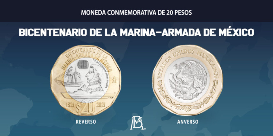 Presenta Banxico nueva moneda de 20 conmemorativa por el bicentenario de la Semar