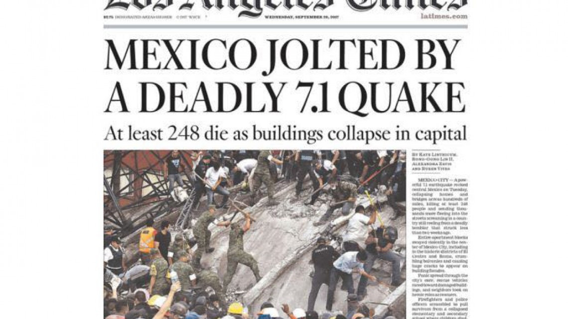 Sismo de México en portadas internacionales