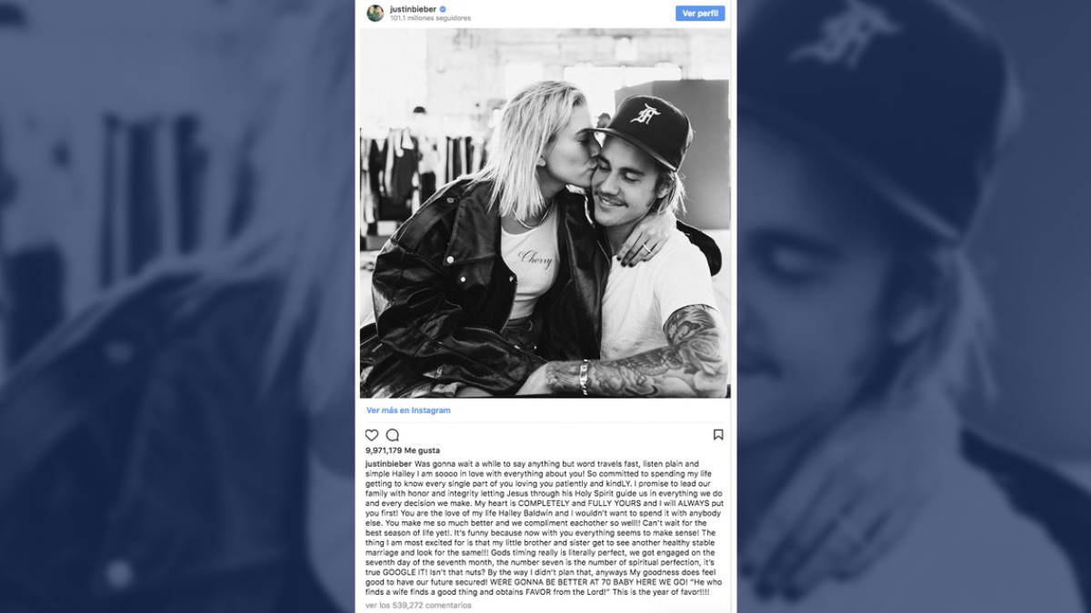 Justin Bieber confirma su compromiso con Hailey Baldwin