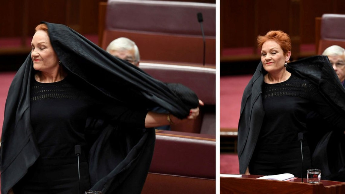  Senadora se viste con un burka para pedir su prohibición en Australia