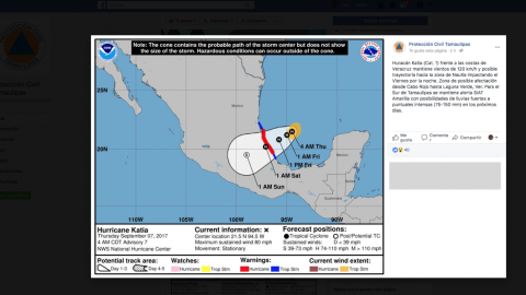 En alerta amarilla el sur de Tamaulipas por huracán Katia