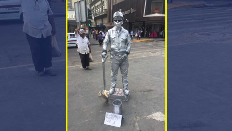 Asombra el minero de plata la estatua viviente