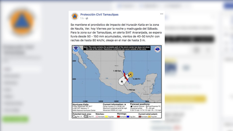 Impactará Katia a Veracruz este viernes 