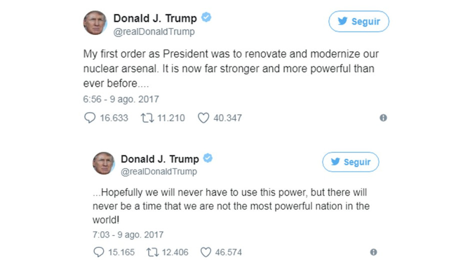 Trump da a conocer poder del arsenal nuclear de EU