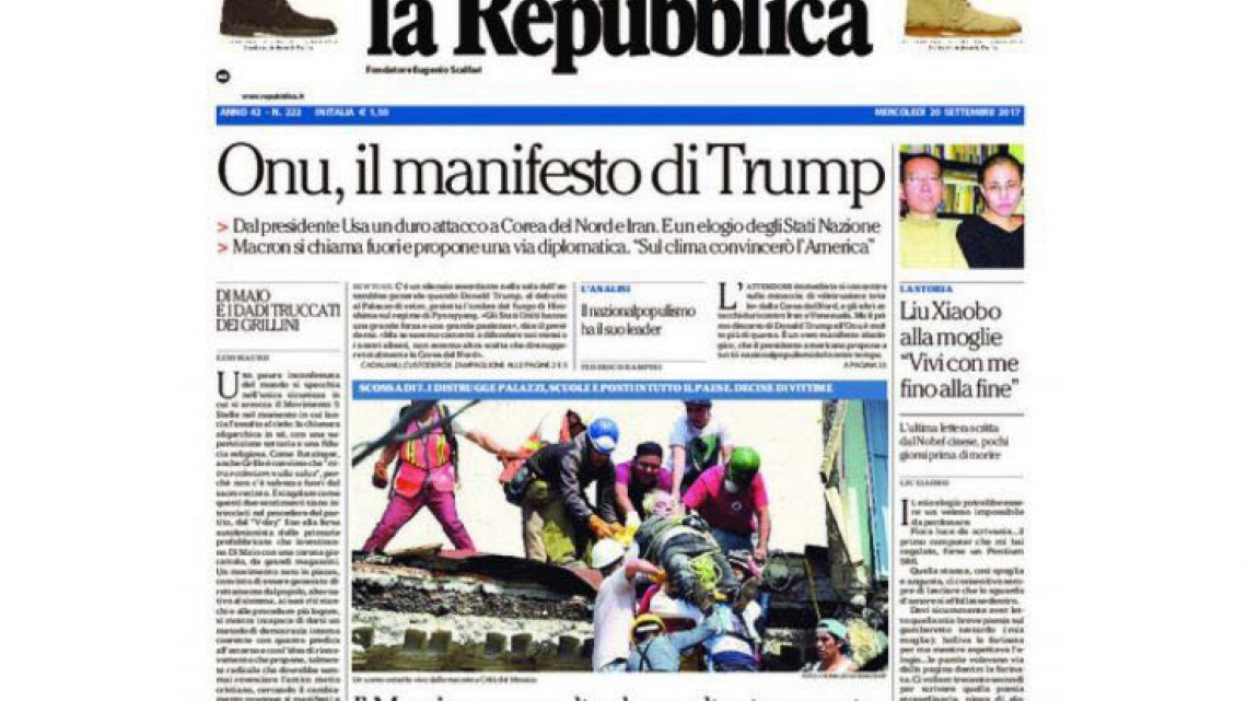 Sismo de México en portadas internacionales
