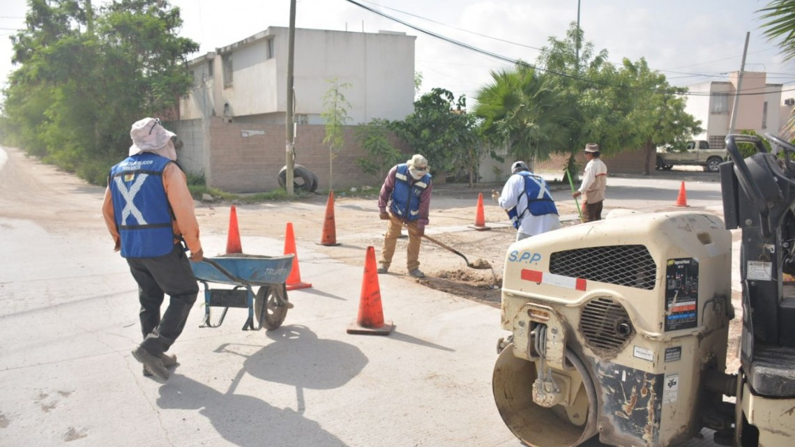 Rehabilita Municipio circuito vial entre bulevar Hidalgo y Ribereña