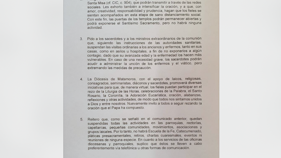 Diócesis suspenden misas por coronavirus