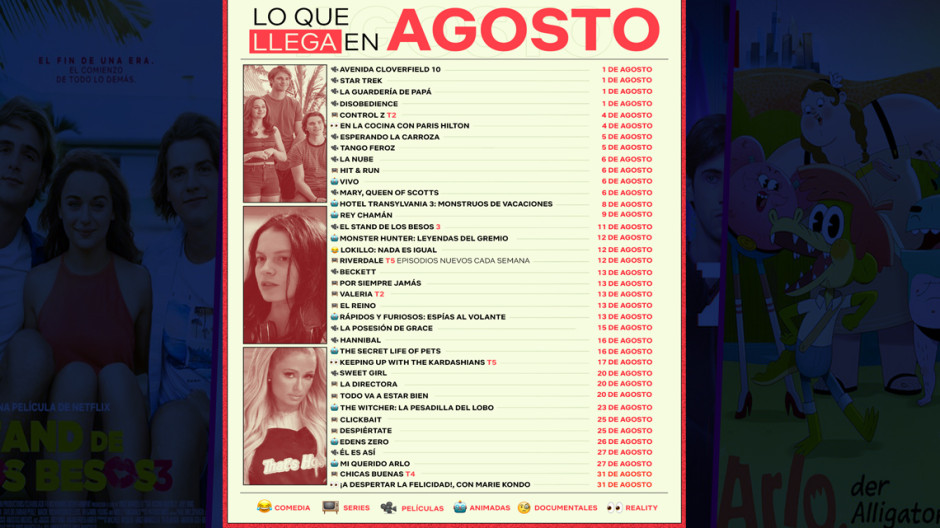 Estos son los estrenos de Netflix durante todo el mes de agosto