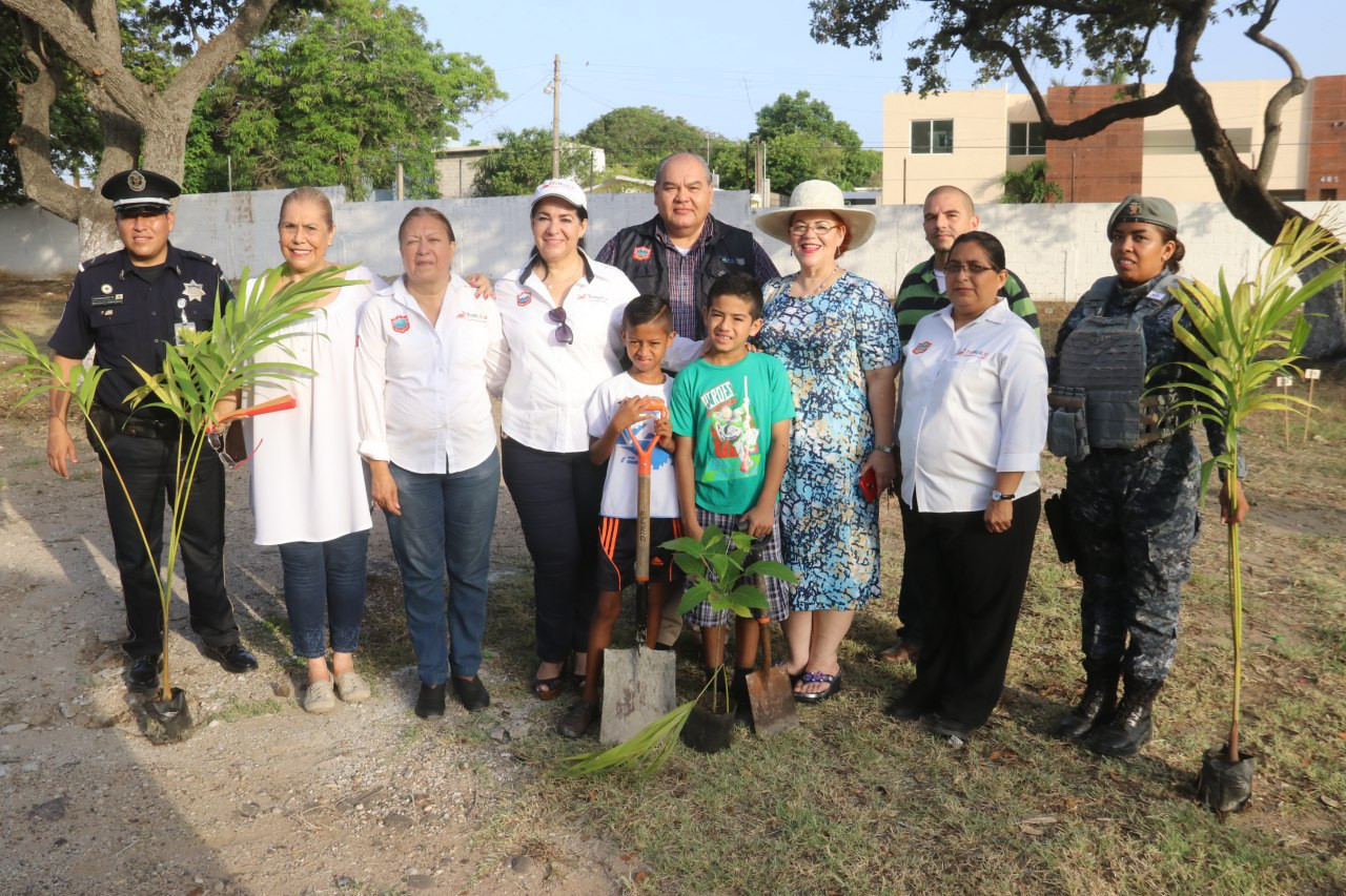 Áreas verdes de planteles educativos son reforestadas