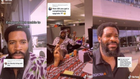 Trabajador se muda a su oficina como protesta por su salario