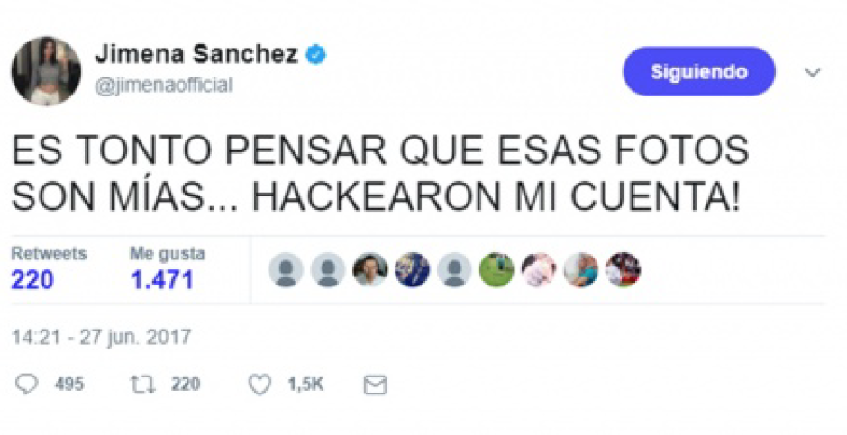 Jimena Sánchez es victima de hacker