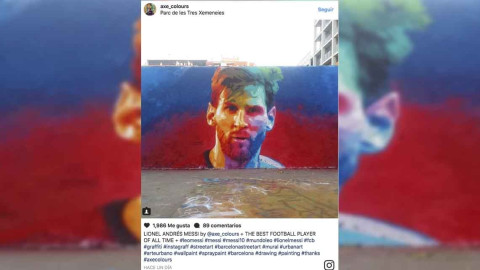 Mural homenaje a Leo Messi en las calles de Barcelona 