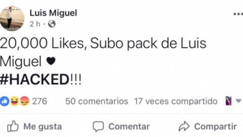 Hackean el Facebook de Luis Miguel