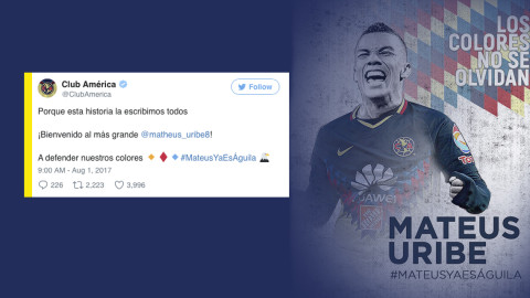 Matheus Uribe es nuevo jugador del América