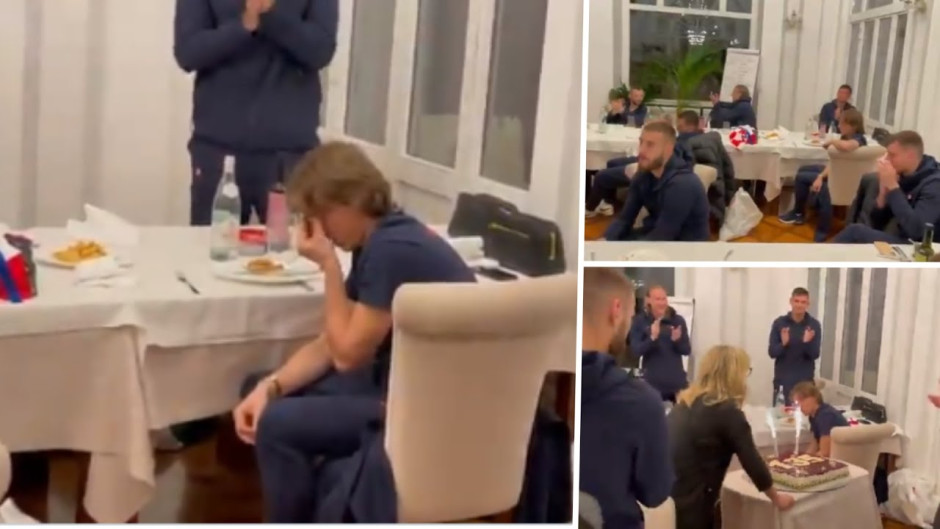La reacción de Modric tras recibir un homenaje de sus compañeros