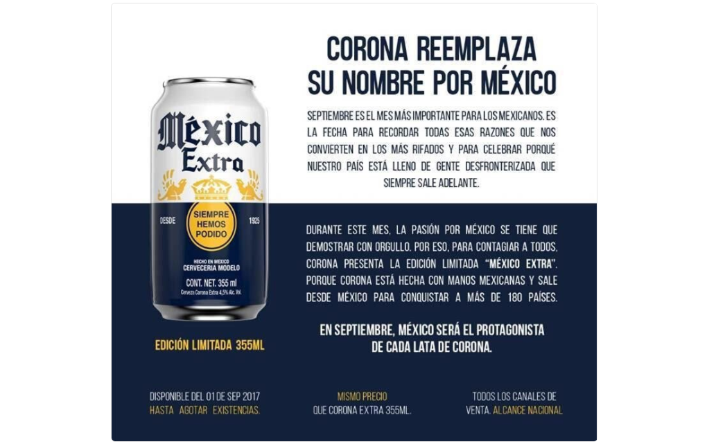 Cerveza Corona cambia de nombre