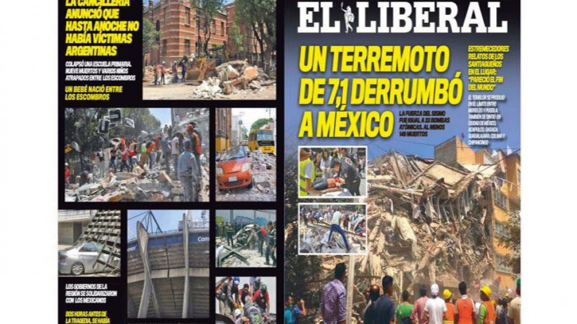 Sismo de México en portadas internacionales