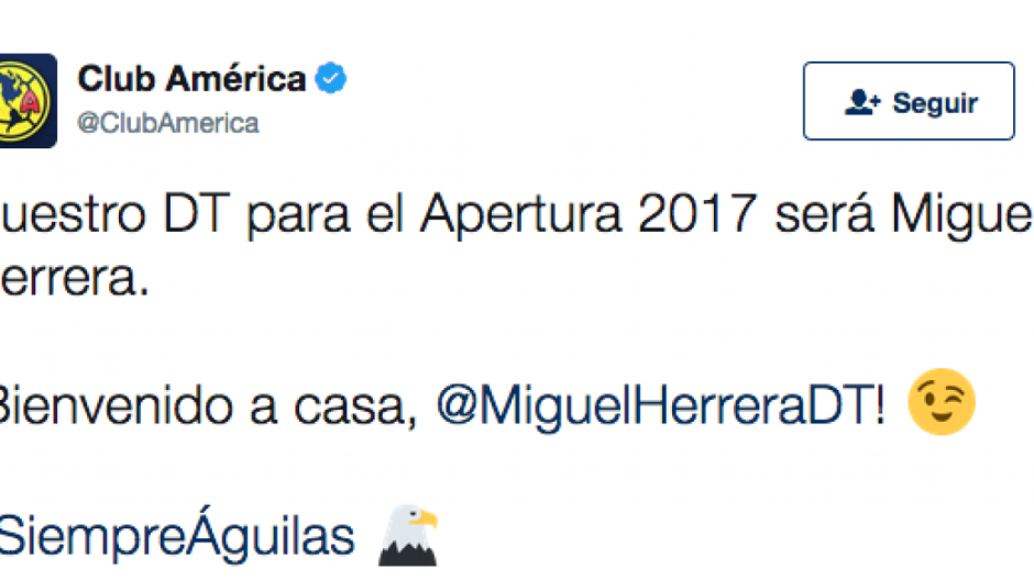 'Piojo' Herrera regresa al nido Aguila  