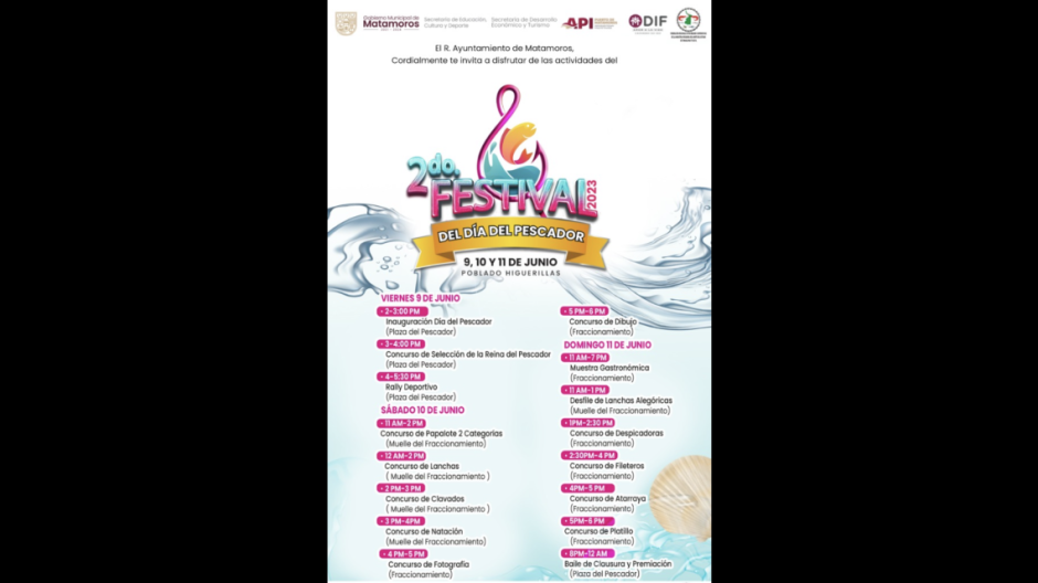 Invita Gobierno de Matamoros a disfrutar de actividades en el 2do. Festival del Pescador