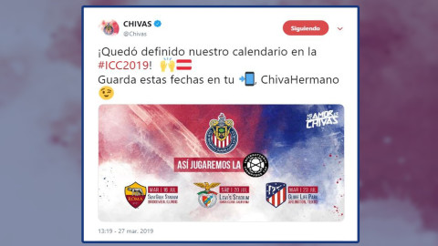 Confirma Chivas sus rivales para la Internacional Champions Cup