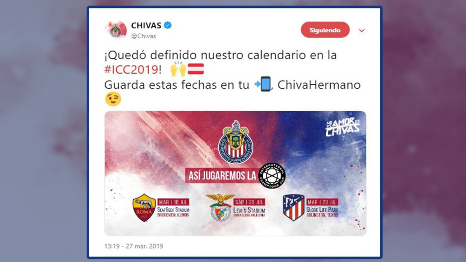 Confirma Chivas sus rivales para la Internacional Champions Cup