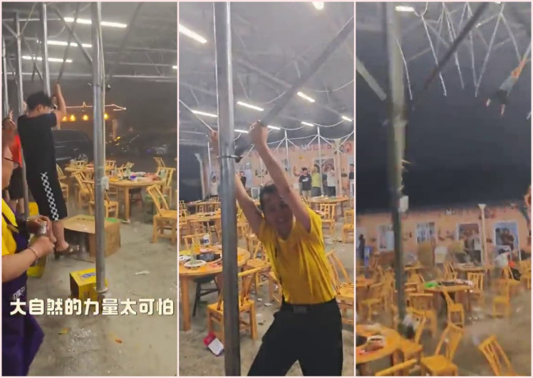 Fuerte viento vuela el techo de un restaurante en China