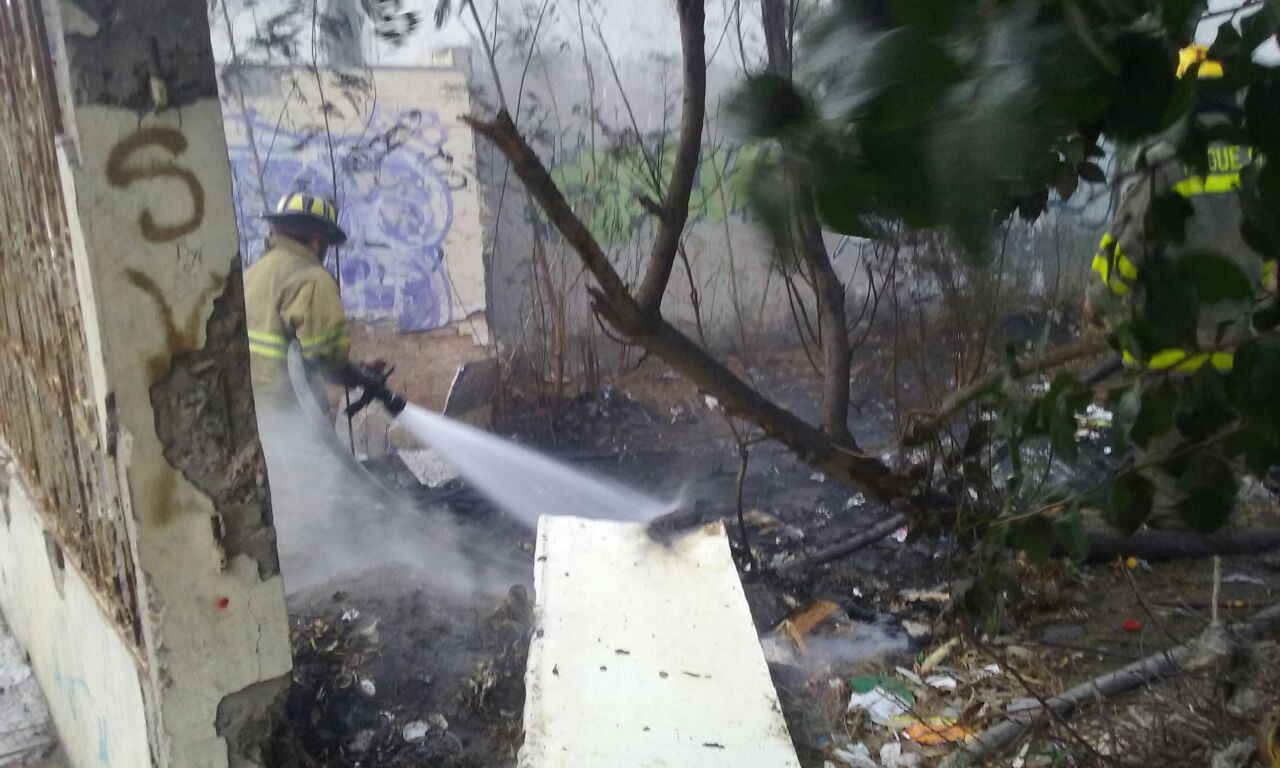 Extinguen incendio en lote baldío